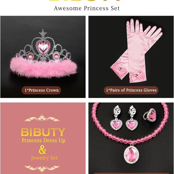 Princess Dress Up Accessories Princess Gloves, 7pcs Dress Up Set for Toddler Gir - Picture 4 of 7
